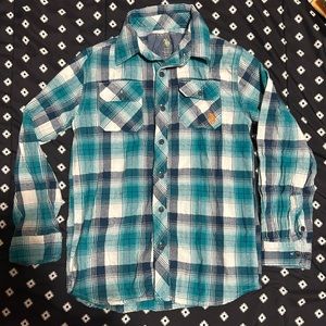 U.S. Polo Association kids turquoise blue long sleeve flannel- size m